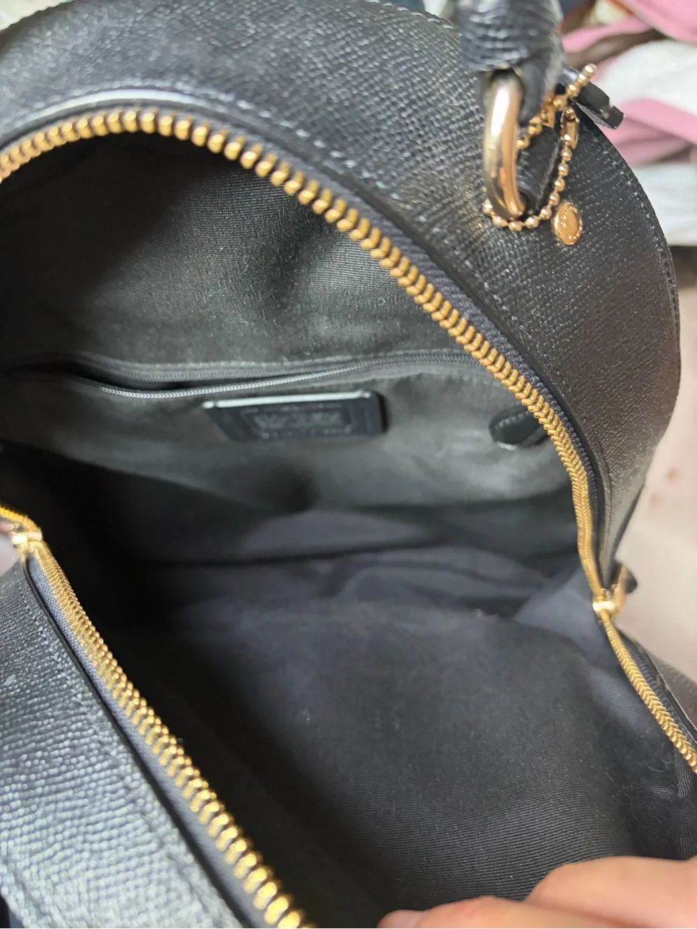 Coach Black Leather Mini Backpack with Gold Hardware